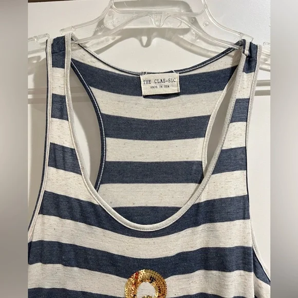 Navy and Cream Nautical Striped Tank Top - Picture 4 of 6